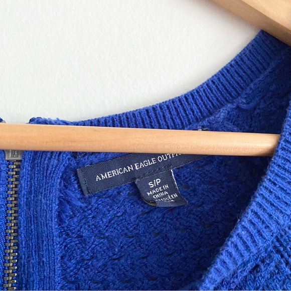 American Eagle Knit Sweater Back Zipper Blue - Picture 5 of 5